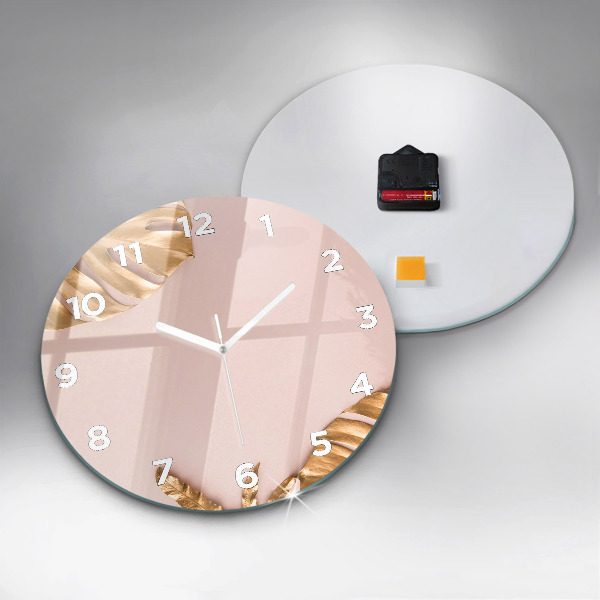 Orologio rotondo Foglie tropicali dorate