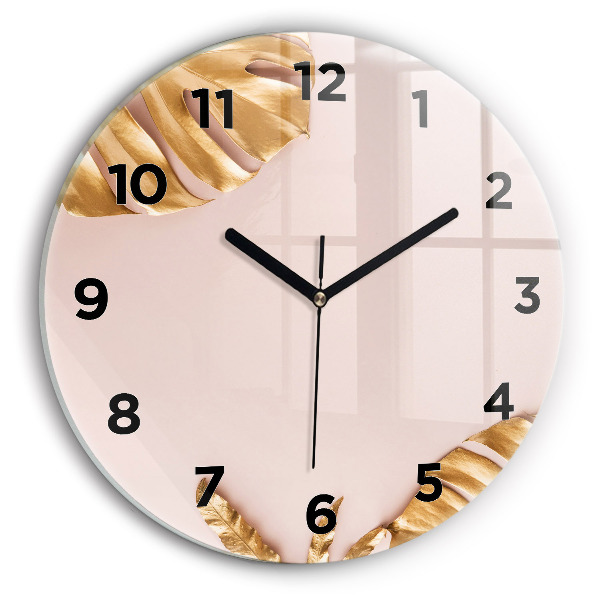 Orologio rotondo Foglie tropicali dorate