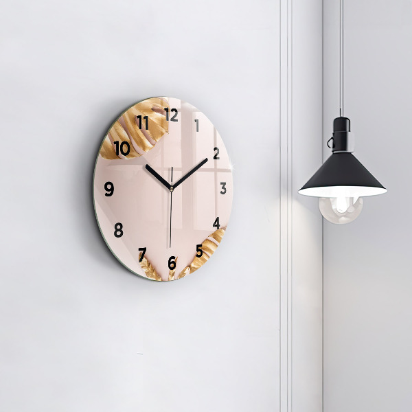 Orologio rotondo Foglie tropicali dorate