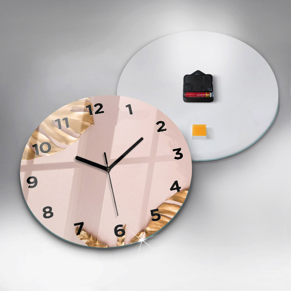 Orologio rotondo Foglie tropicali dorate