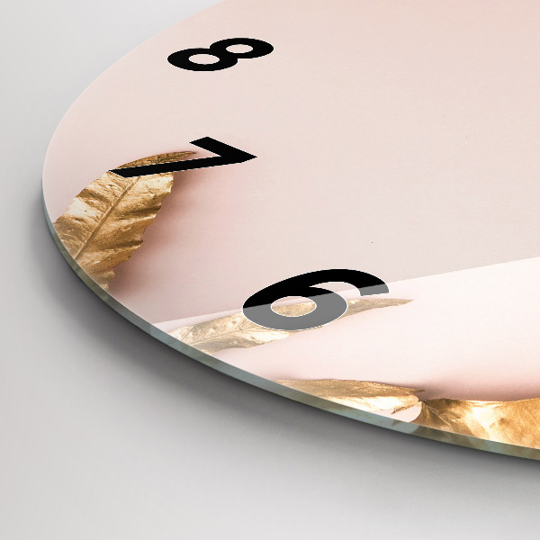 Orologio rotondo Foglie tropicali dorate