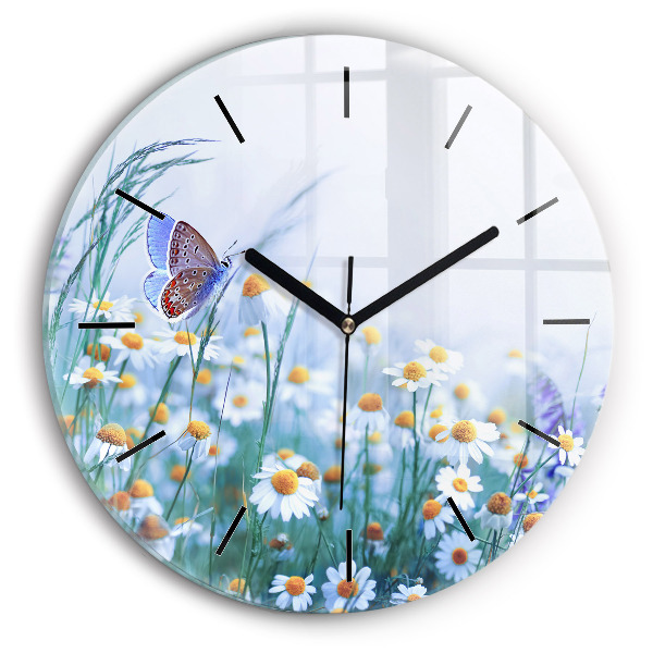 Orologio rotondo Farfalla nel prato