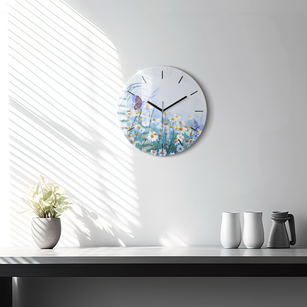 Orologio rotondo Farfalla nel prato