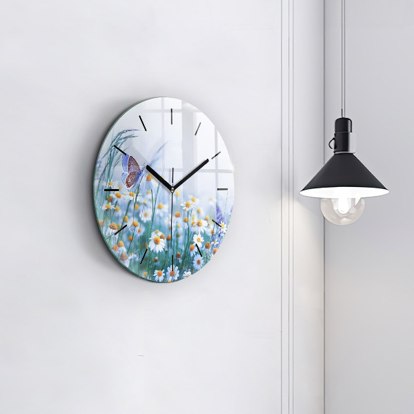 Orologio rotondo Farfalla nel prato