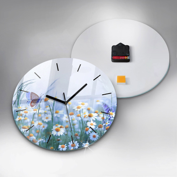 Orologio rotondo Farfalla nel prato