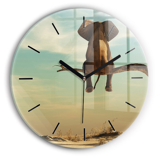 Orologio rotondo Elefante su un albero