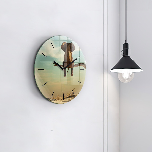Orologio rotondo Elefante su un albero