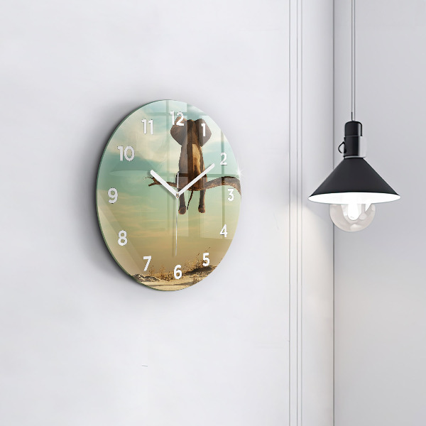Orologio rotondo Elefante su un albero