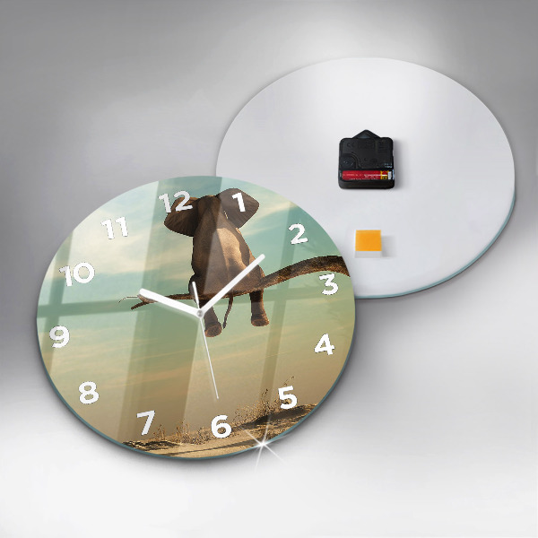 Orologio rotondo Elefante su un albero