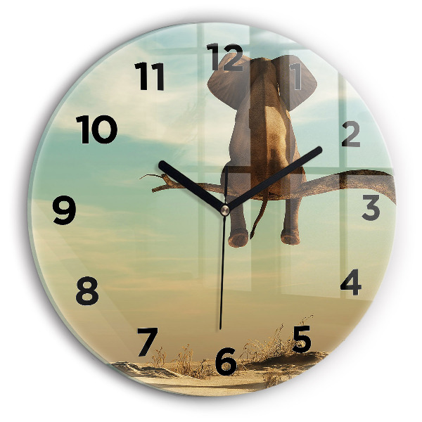 Orologio rotondo Elefante su un albero