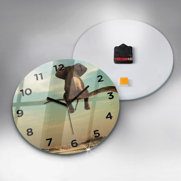 Orologio rotondo Elefante su un albero
