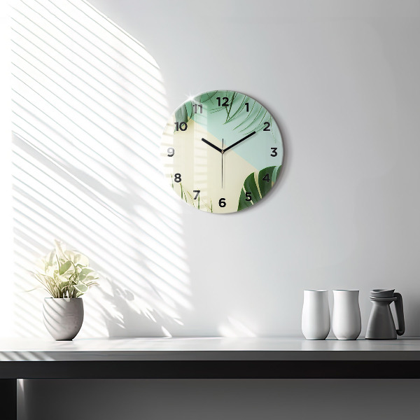 Orologio rotondo Foglie di Monstera