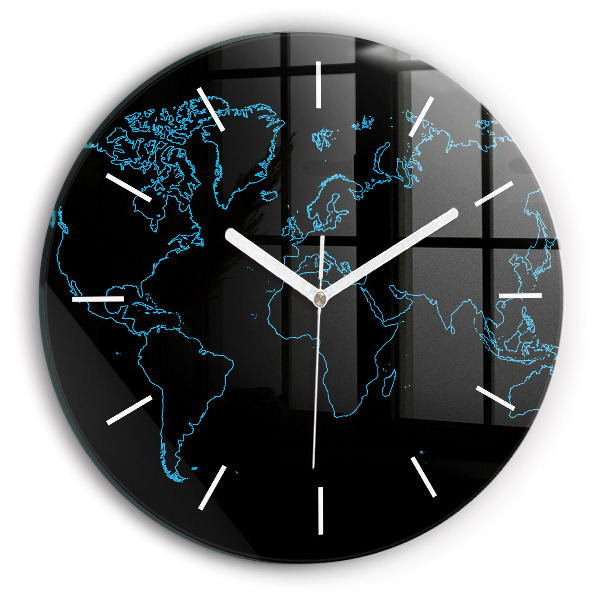 Orologio rotondo Contorni della mappa del mondo