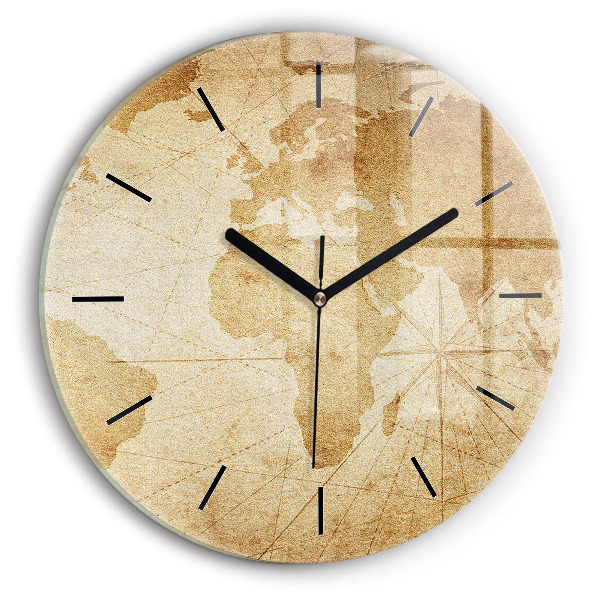 Orologio rotondo Mappa del mondo d'epoca