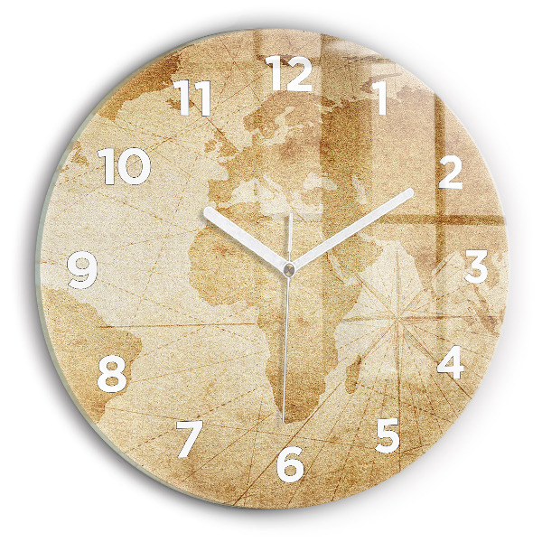 Orologio rotondo Mappa del mondo d'epoca