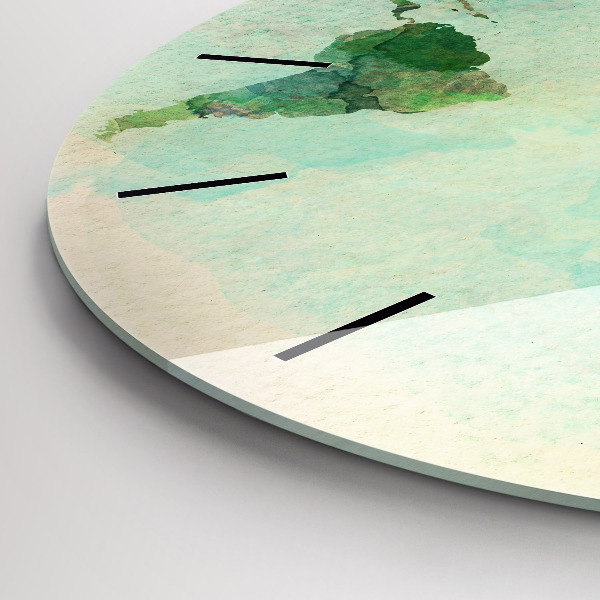 Orologio rotondo Mappa del mondo ad acquerello