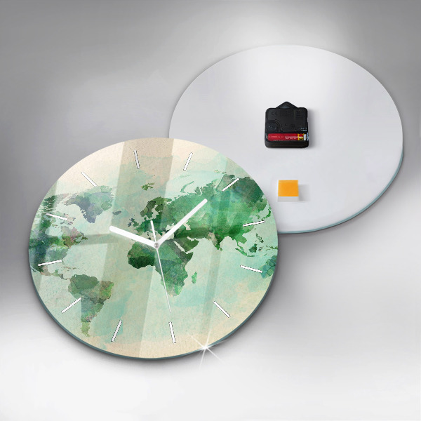 Orologio rotondo Mappa del mondo ad acquerello