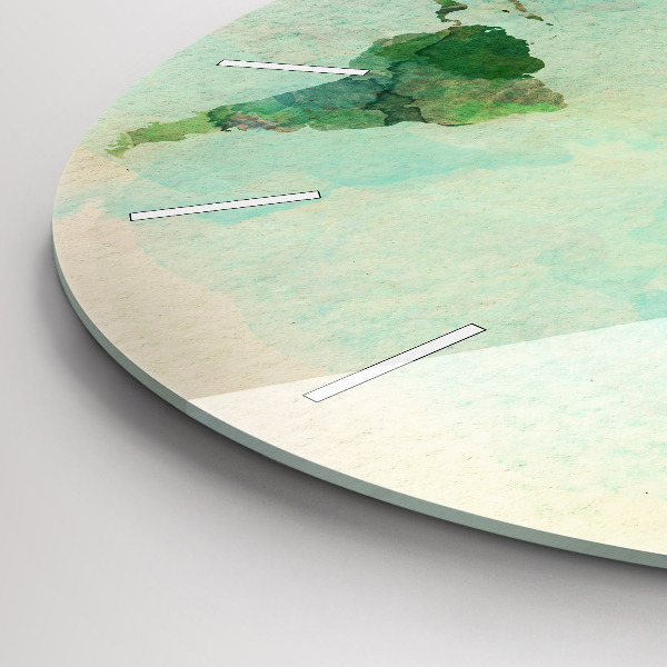 Orologio rotondo Mappa del mondo ad acquerello