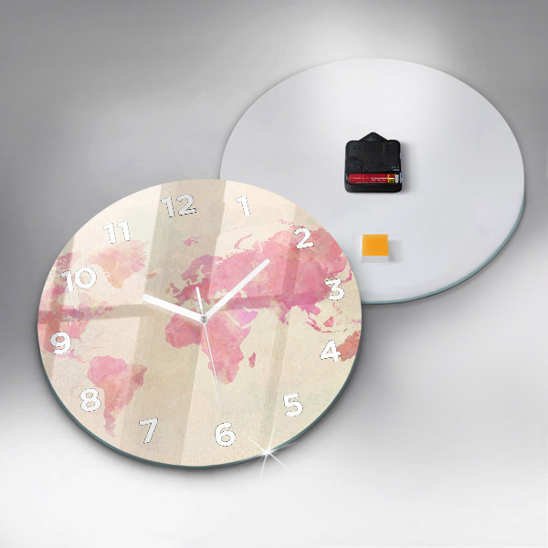 Orologio rotondo Mappa del mondo ad acquerello