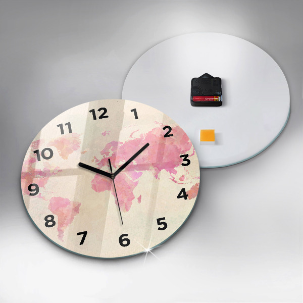 Orologio rotondo Mappa del mondo ad acquerello