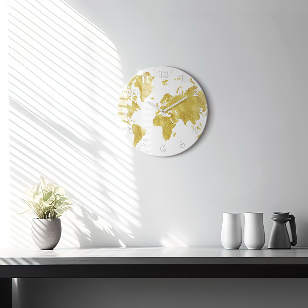 Orologio rotondo Mappa dorata del mondo