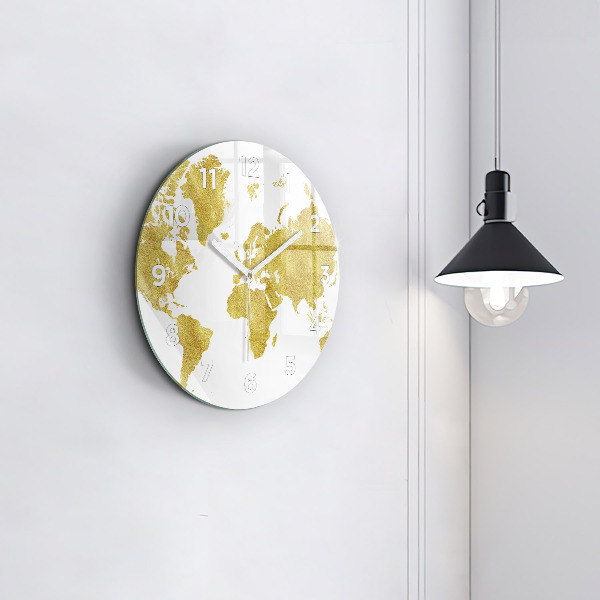 Orologio rotondo Mappa dorata del mondo