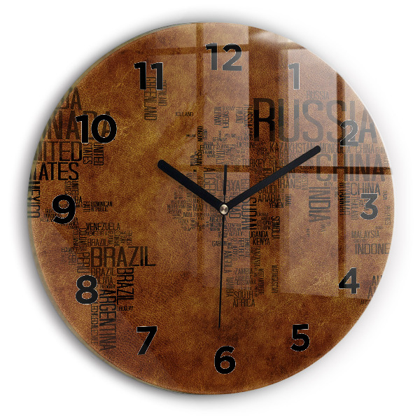 Orologio rotondo Mappa e nomi dei paesi