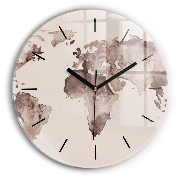 Orologio rotondo Mappa del mondo ad acquerello