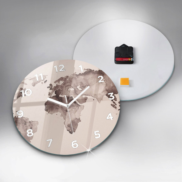 Orologio rotondo Mappa del mondo ad acquerello