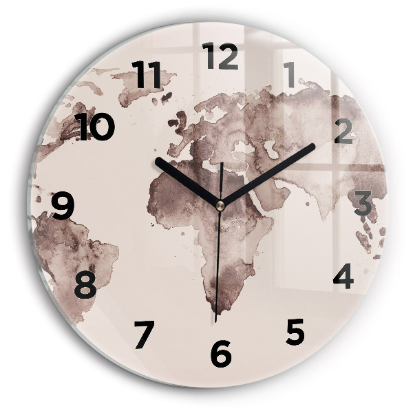 Orologio rotondo Mappa del mondo ad acquerello