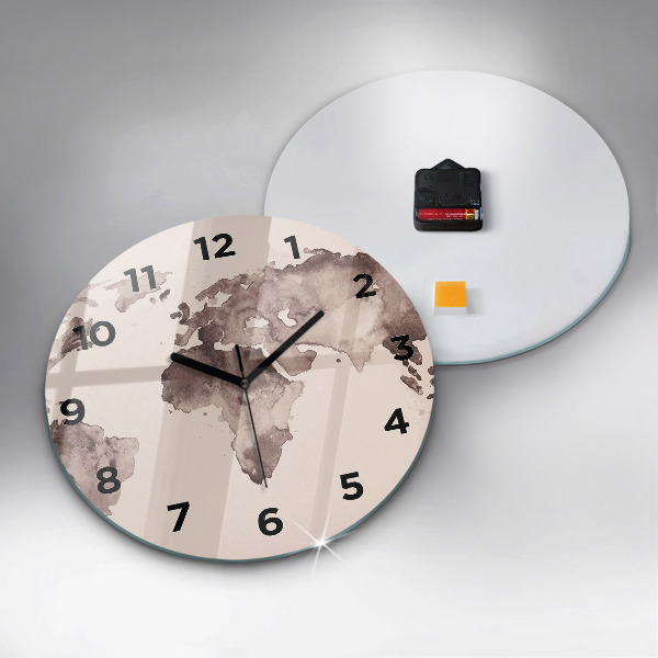 Orologio rotondo Mappa del mondo ad acquerello