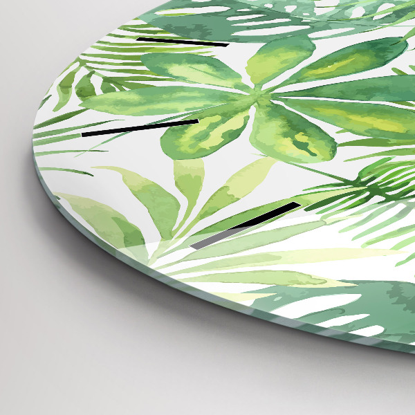Orologio rotondo Foglie verdi