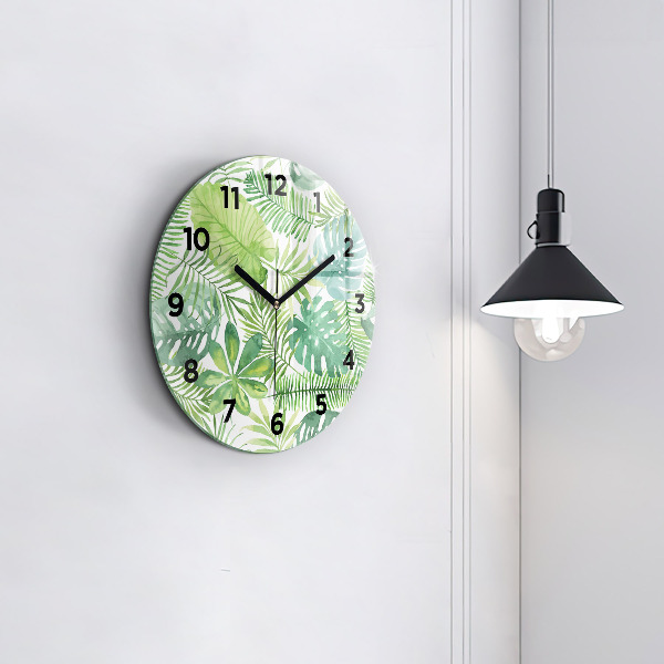 Orologio rotondo Foglie verdi