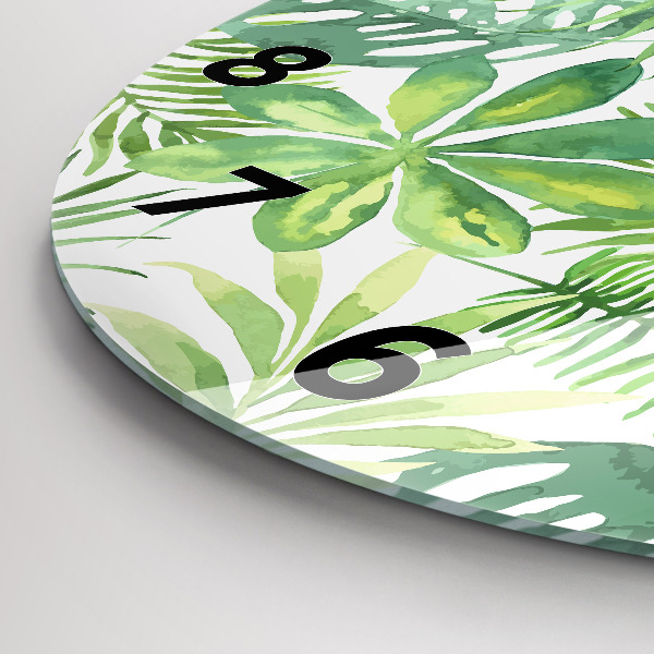 Orologio rotondo Foglie verdi