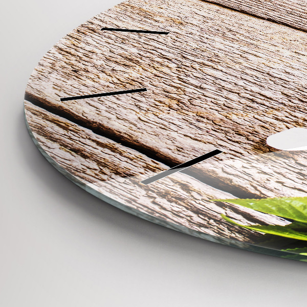 Orologio rotondo Fiori su legno