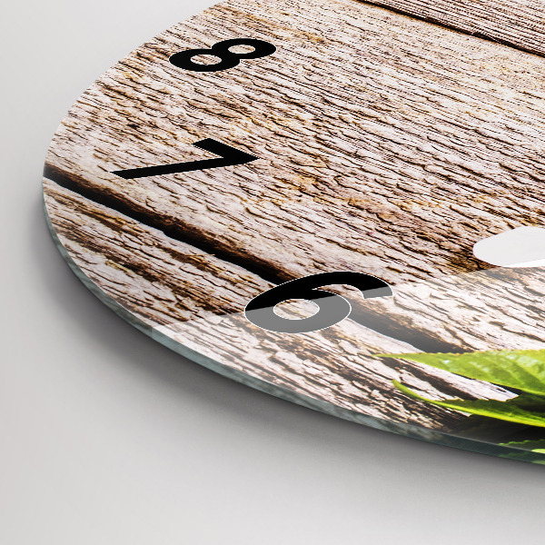 Orologio rotondo Fiori su legno