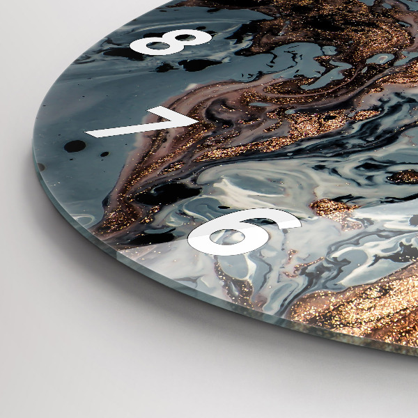 Orologio rotondo in vetro Marmo oro astratto