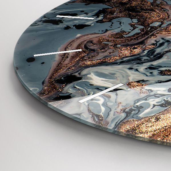 Orologio rotondo in vetro Marmo oro astratto