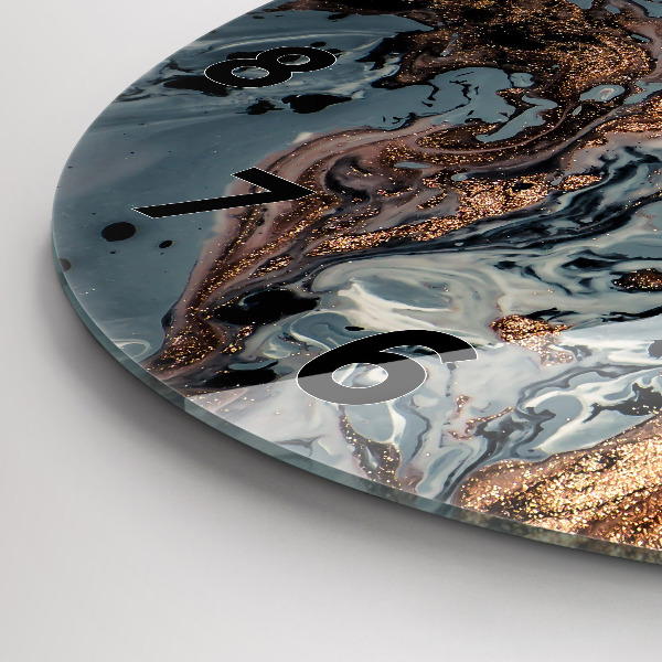 Orologio rotondo in vetro Marmo oro astratto