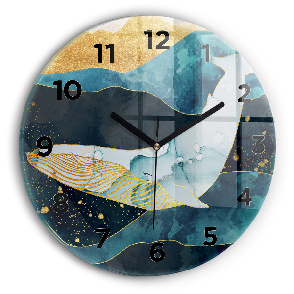 Orologio rotondo in vetro Balena astratta
