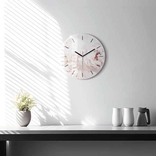 Orologio rotondo in vetro Fiori di peonia