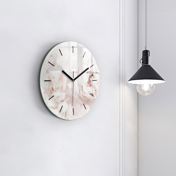 Orologio rotondo in vetro Fiori di peonia