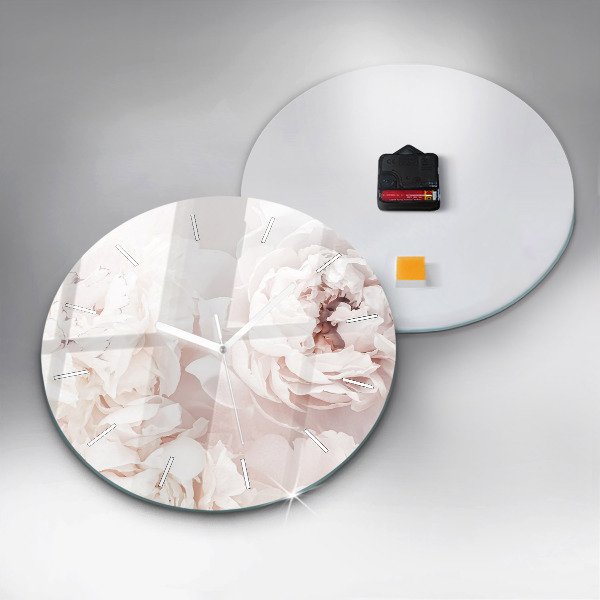 Orologio rotondo in vetro Fiori di peonia