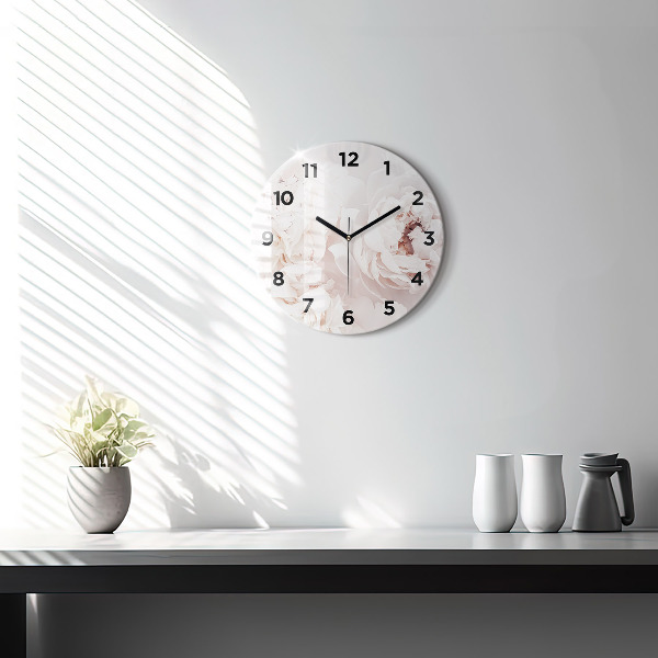 Orologio rotondo in vetro Fiori di peonia