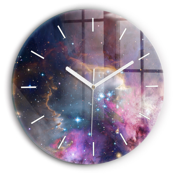 Orologio rotondo in vetro Galassia e stelle