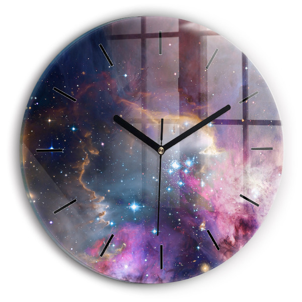 Orologio rotondo in vetro Galassia e stelle