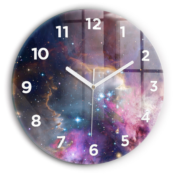 Orologio rotondo in vetro Galassia e stelle