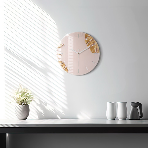 Orologio rotondo Foglie tropicali dorate