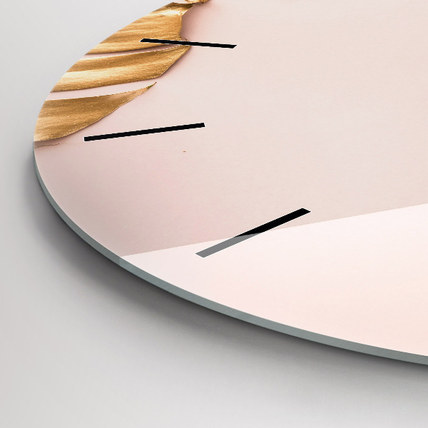 Orologio rotondo Foglie tropicali dorate