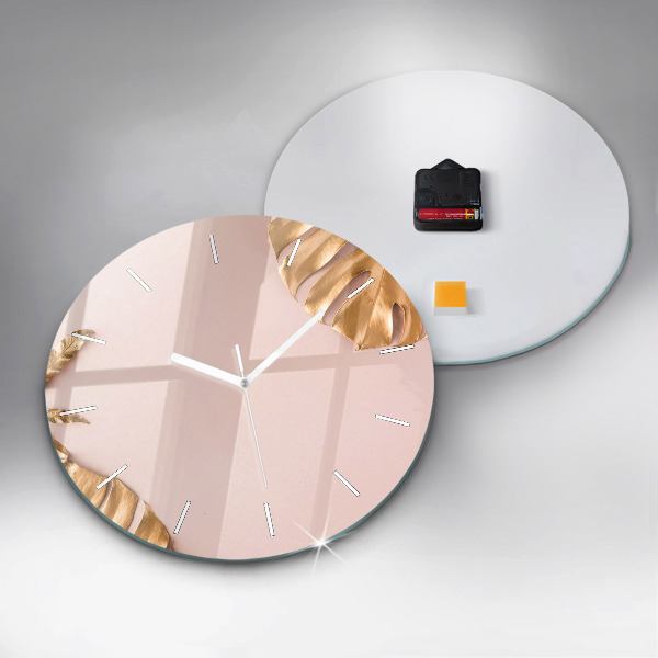 Orologio rotondo Foglie tropicali dorate